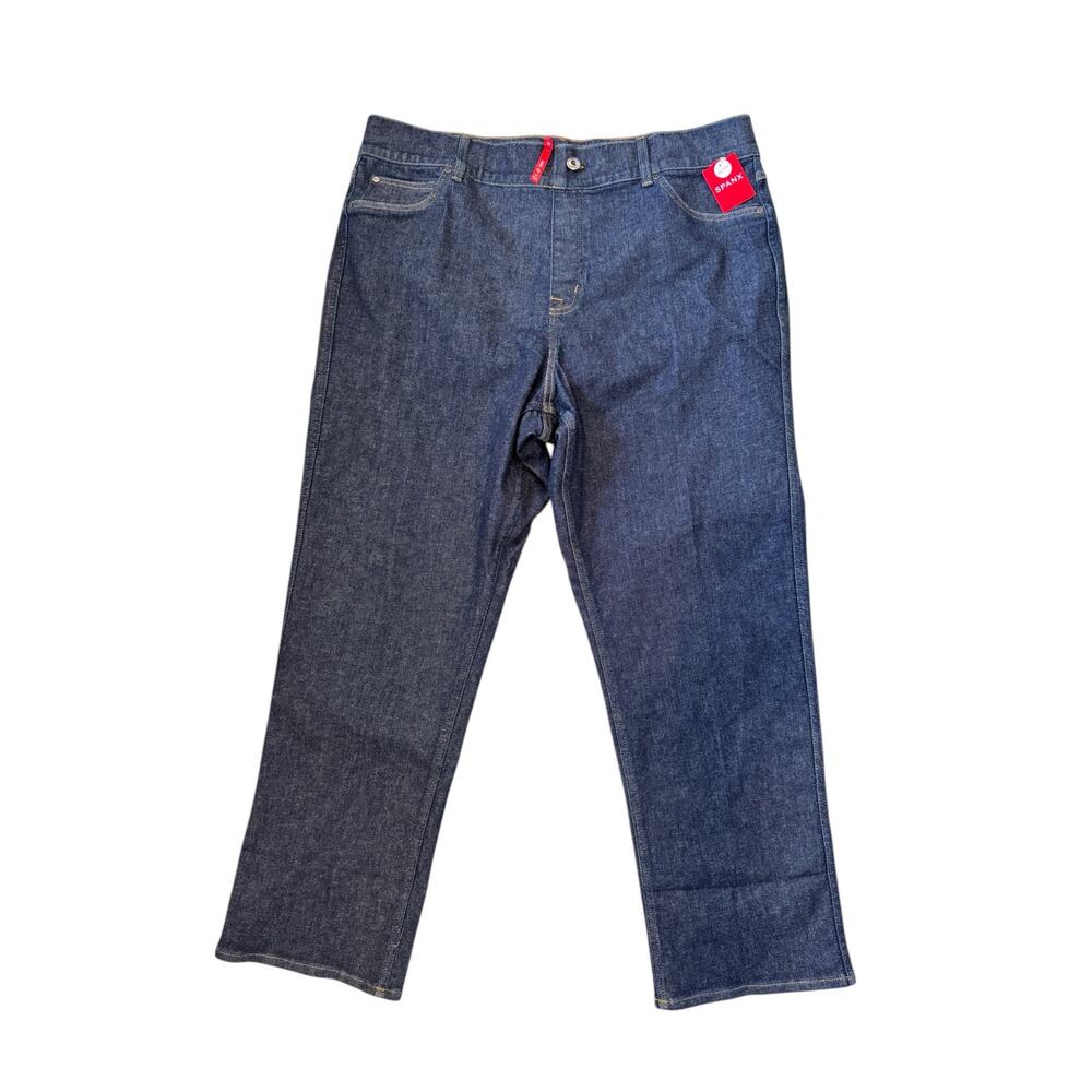 SPANX NWT Cuffed Straight Leg Denim Jeans Raw Indigo Size 3X Petite Plus Sized - Picture 6 of 12